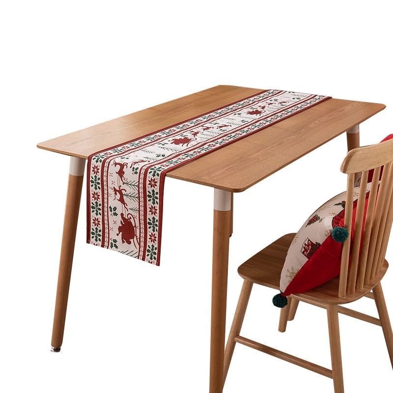 Elegant Christmas Deer Polyester Tablecloth Holiday Dining Decor