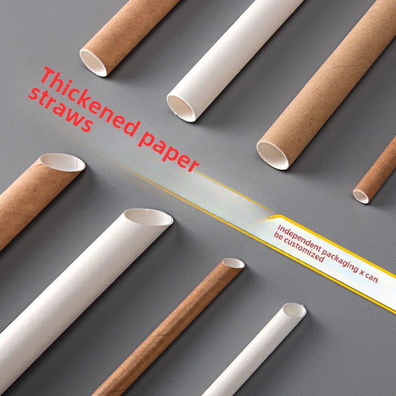 Biodegradable White and Yellow Disposable Paper Straws with Individual Packaging for Bubble Tea | Eco-Friendly Drinkware