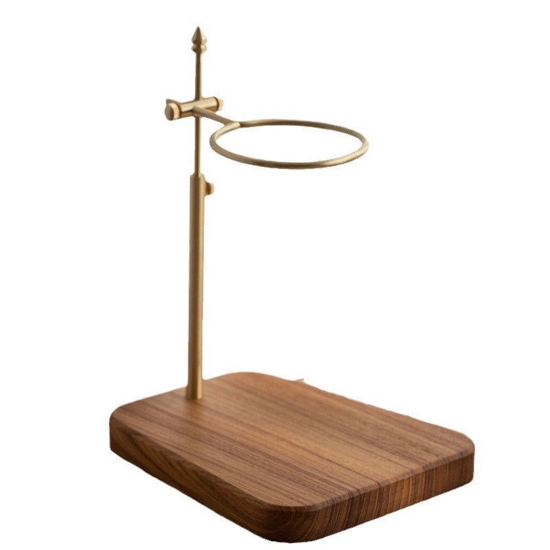 Retro Adjustable Solid Wood Coffee Filter Holder with Brass Handle | Coffee Accessories
