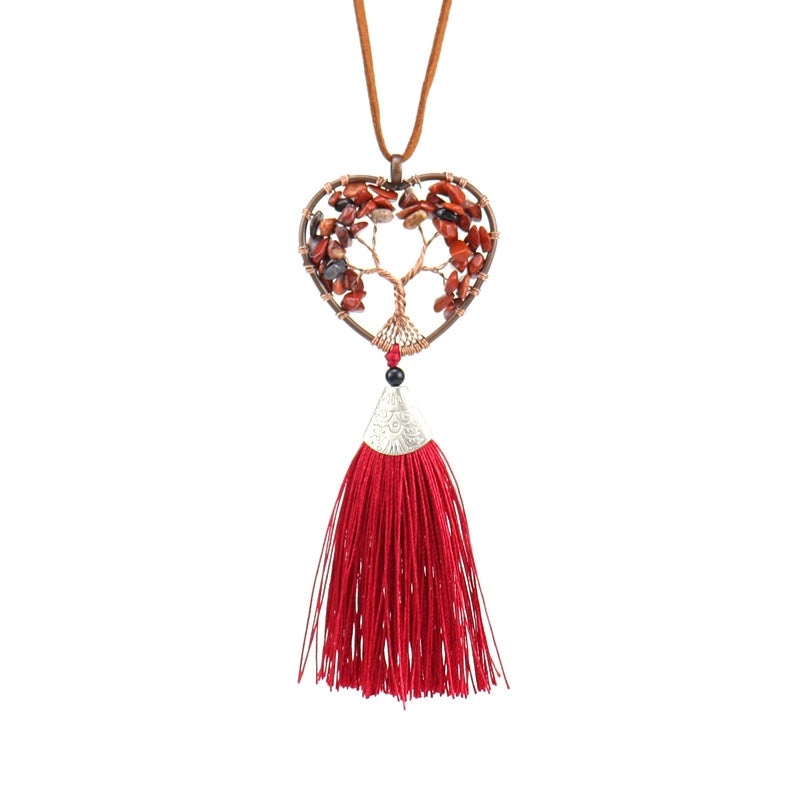 Ethnic Tree of Life Heart Agate Pendant Necklace | Jewelry & Accessories