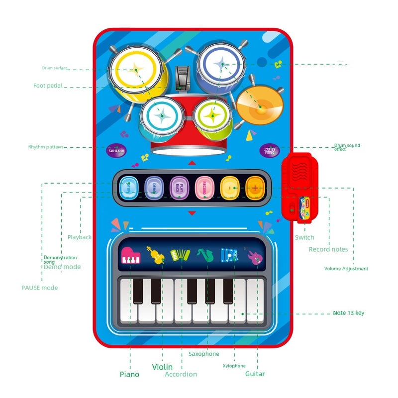Children's Interactive Jazz Music Blanket | Parent-Child Puzzle Toy | Fun 2-in-1 Simulation Game | Educational & Playful | Toys & Games