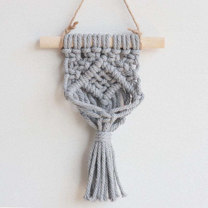 Minimalist Geometric Wooden Cotton Rope Wall Hanging Art | Home Decor & Wall Art