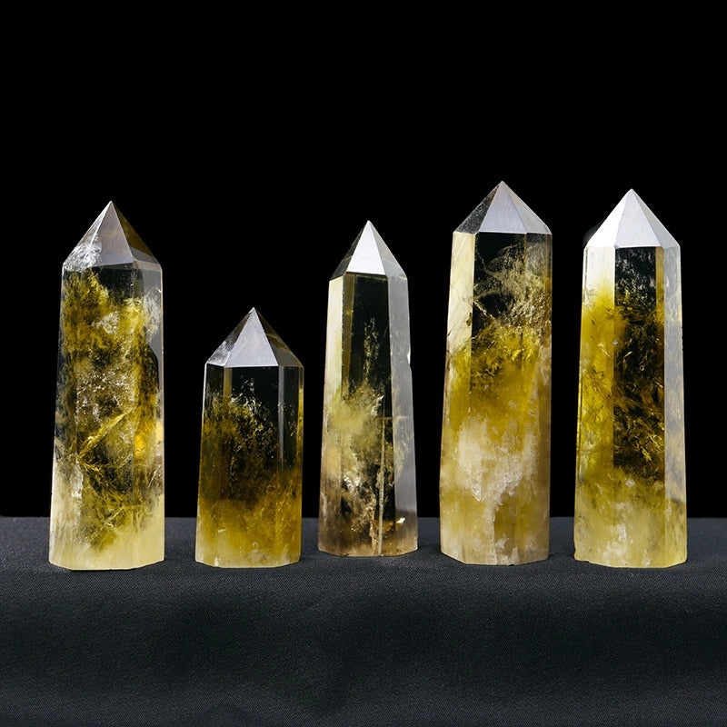 Natural Brazil Citrine Crystal Column Rough Stone for Home and Desktop Decoration|Home Decor Crystals