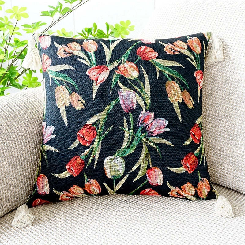 Minimalist Floral Canvas Throw Pillow Cover for Casual Home Decor | Home Textiles & Bedding