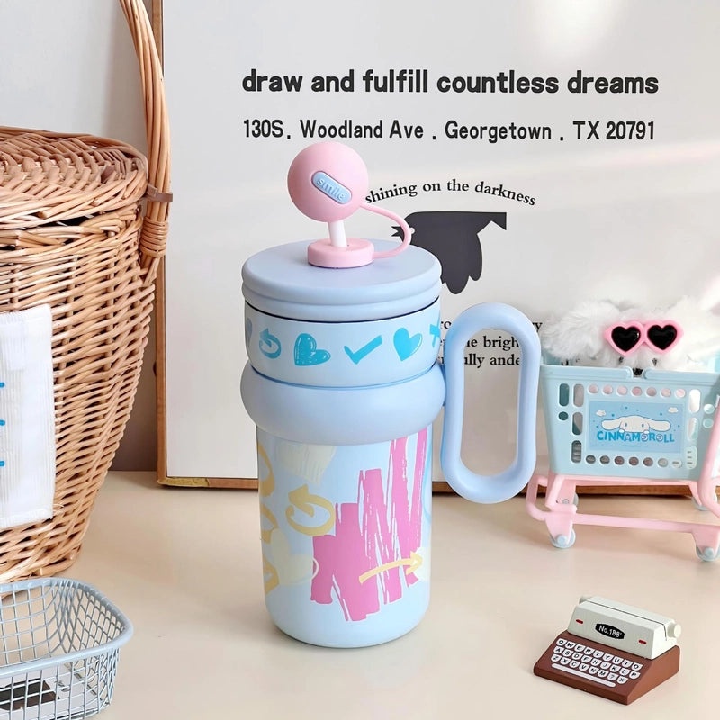 Cartoon Style Stainless Steel Thermos Cup, Casual Elegant Design, Durable 304 & 316 Steel | Drinkware & Thermoses