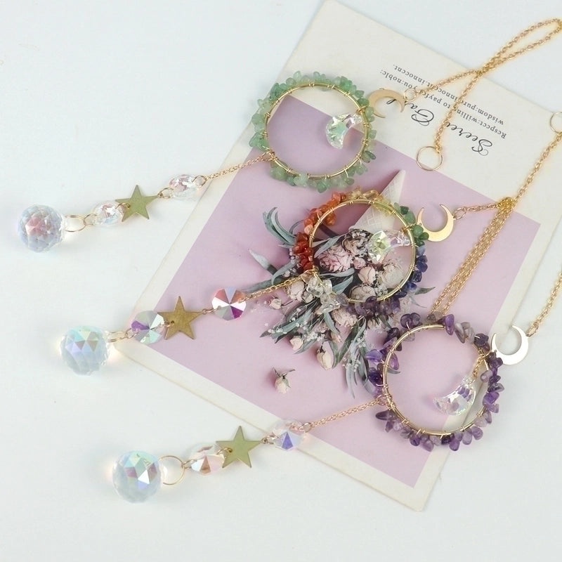 Star Moon Copper Pendant with Artificial Crystals | Jewelry & Accessories