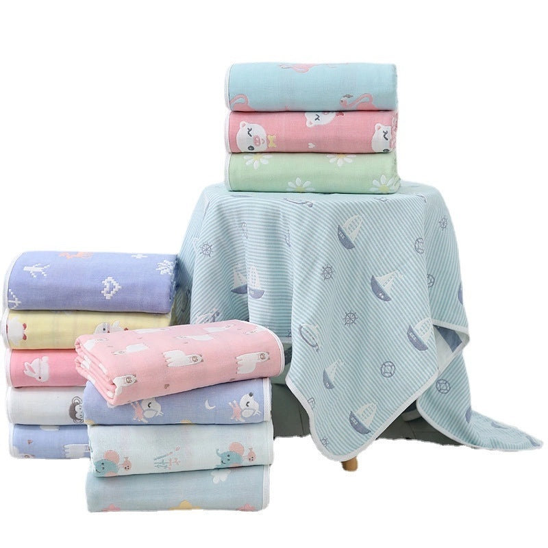 Soft Cotton Gauze Baby Bath Towel 110x110cm Wrap Jacquard Quilt Spring Summer|Baby Bath Towels & Quilts