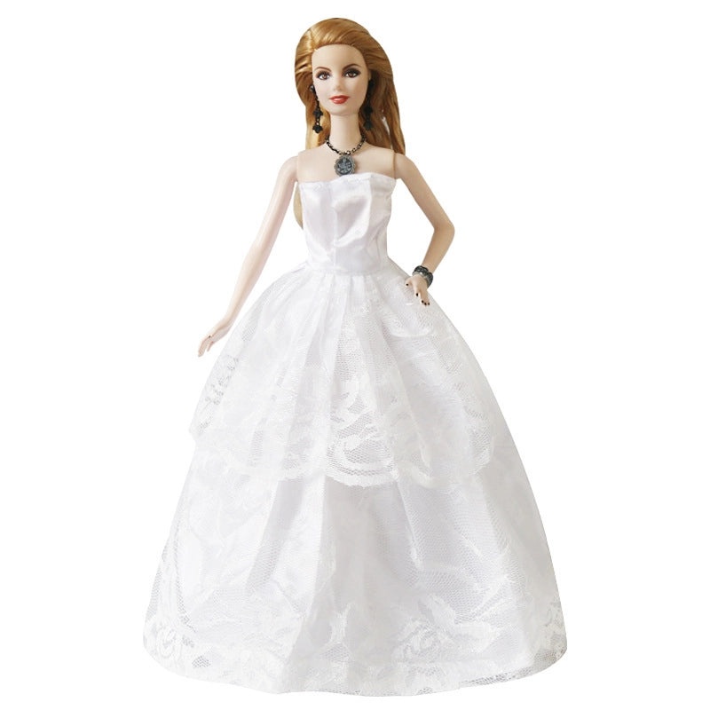 30cm Doll Wedding Dress Princess Tail Evening Gown for Girls Toy Large Half Bag Dress|Doll Clothes