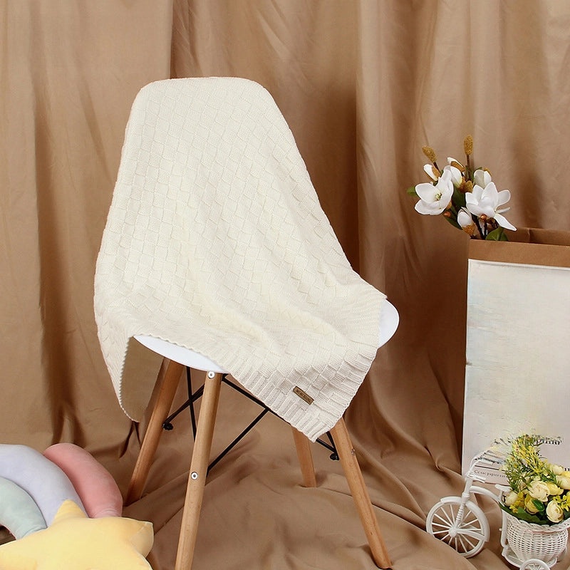 Unisex Baby Solid Color Knitted Blanket Windproof Cover Soft Warm Wrap|Baby Accessories