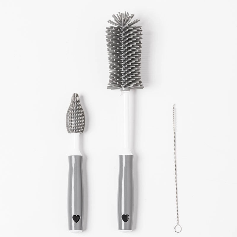 Silicone Baby Bottle Brush Set with Nipple and Straw Cleaners | Baby Feeding Accessories