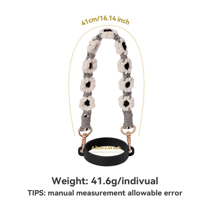 Floral Cotton Rope Silicone Cup Sleeves for Casual Use|Drinkware Accessories