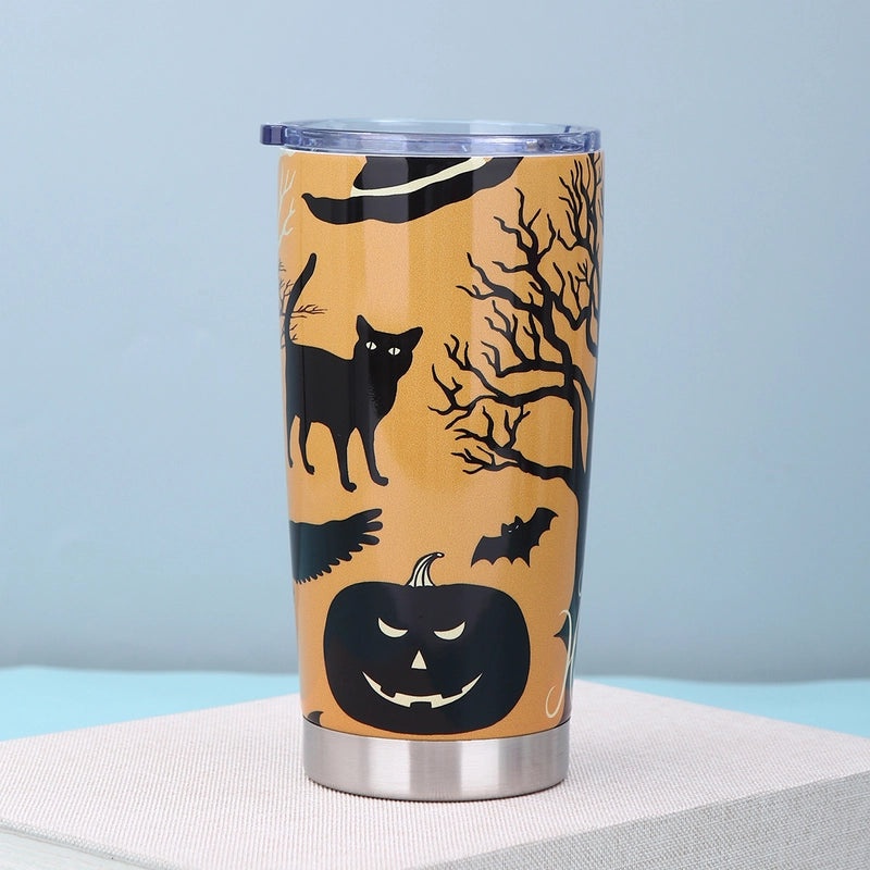 Halloween Pumpkin Bat Skull Stainless Steel Water Bottle 500ml | Halloween Accessories