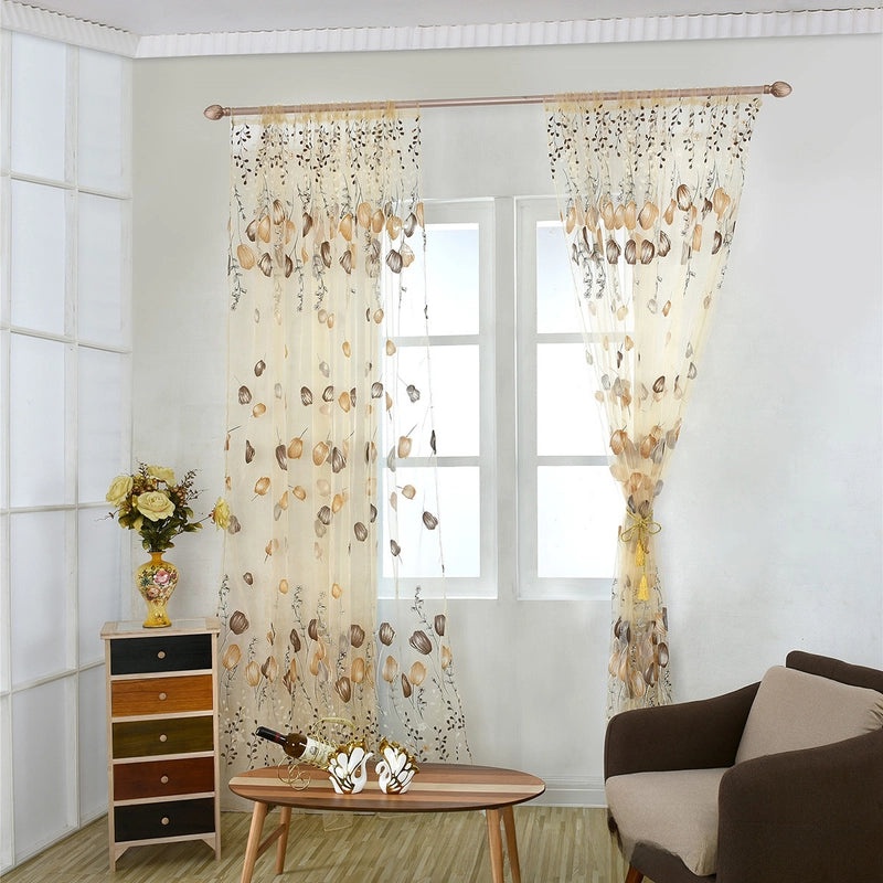 Tulip Pattern Window Screen for Living Room and Bedroom | Home Decor Curtains