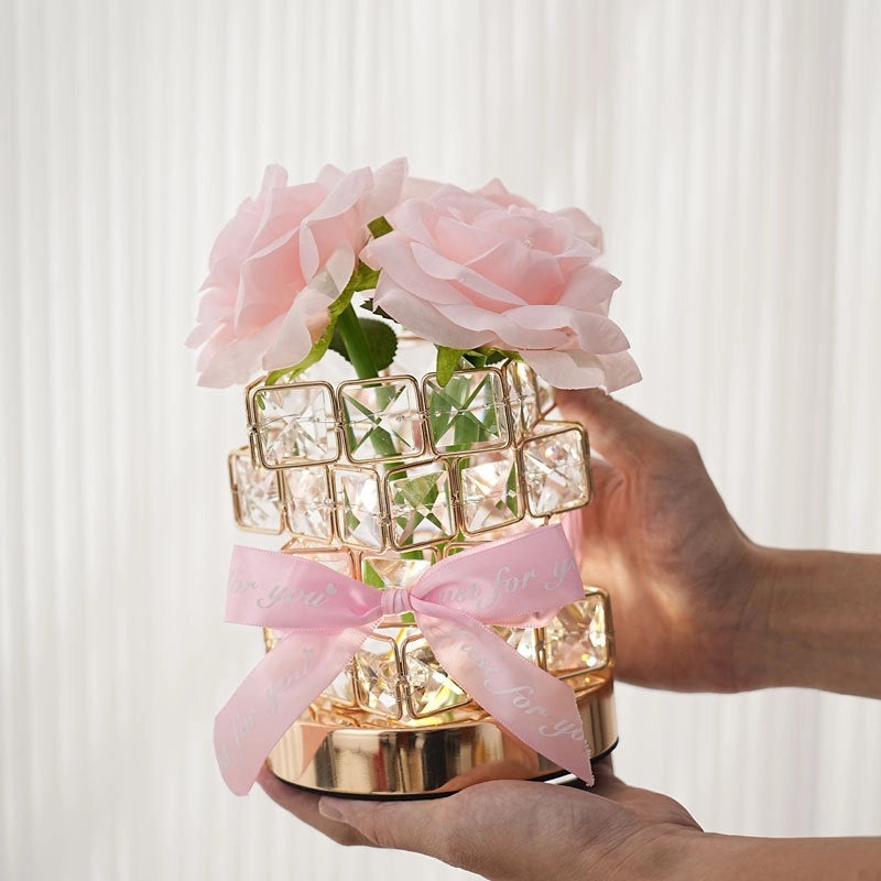 Minimalist Floral Crystal LED Birthday Night Light | Home Decor & Lighting