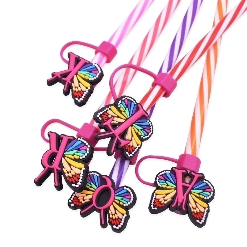 10 Pieces Cute Alphabet PVC Straw Decorative Caps Set|Drinkware Accessories