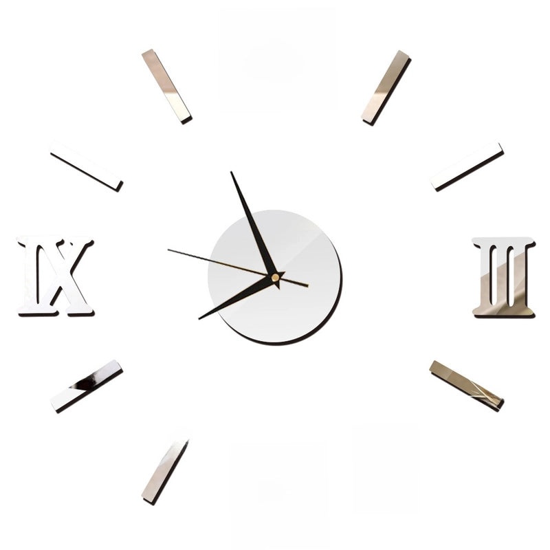 Explosive Roman Numeral Mirror Wall Clock Stickers DIY 3D Wall Clock Decor|Home Decor & Wall Clocks