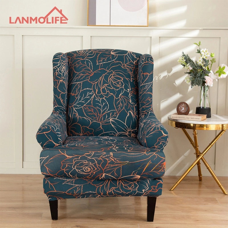 Stretch Tiger Print Wingback Sofa Cover European Vintage Style All-Inclusive Scarmon Cushion|Home Decor & Sofa Covers