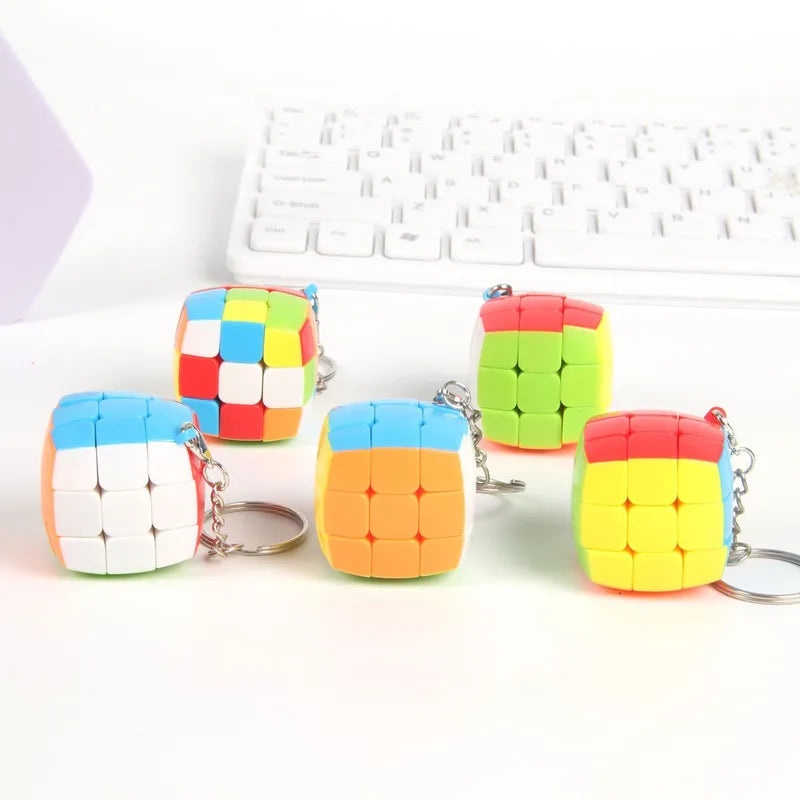 ZCUBE Mini 3x3 Rubik's Cube Keychain with Solid Colors and Free Stickers|Educational Toys & Puzzles