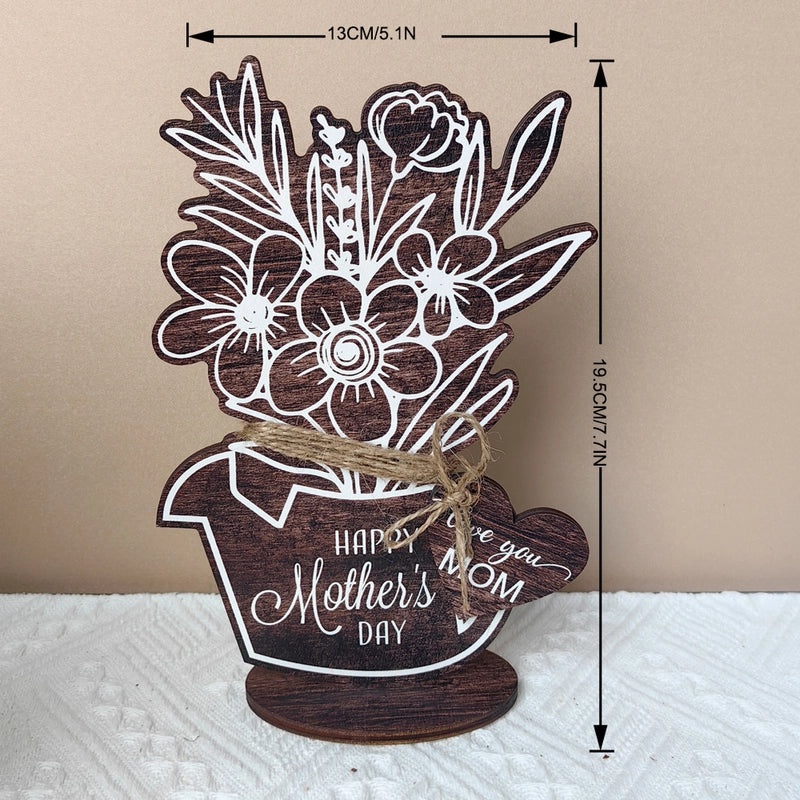 Mother's Day Elegant Floral Wooden Letter Ornament Casual Artificial Decoration | Home Decor Accessories