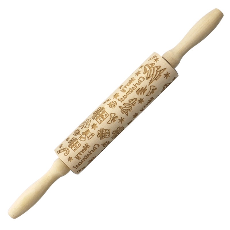 Christmas Elk Cartoon Rolling Pin Ethnic Style Theaceae Muhe | Kitchen Utensils & Baking Tools