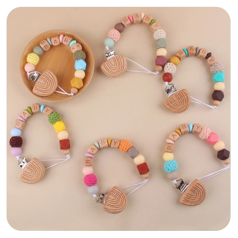 Adorable Letter Beech Wood Silicone Baby Accessories | Baby Teethers & Pacifier Clips