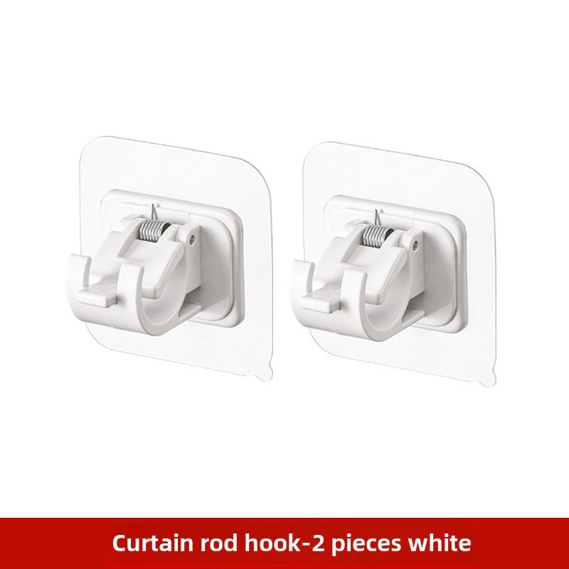 Punch-Free Adhesive Curtain Rod Hook Clip Holder for Telescopic Rods and Cross Rods|Home Decor Curtains Accessories