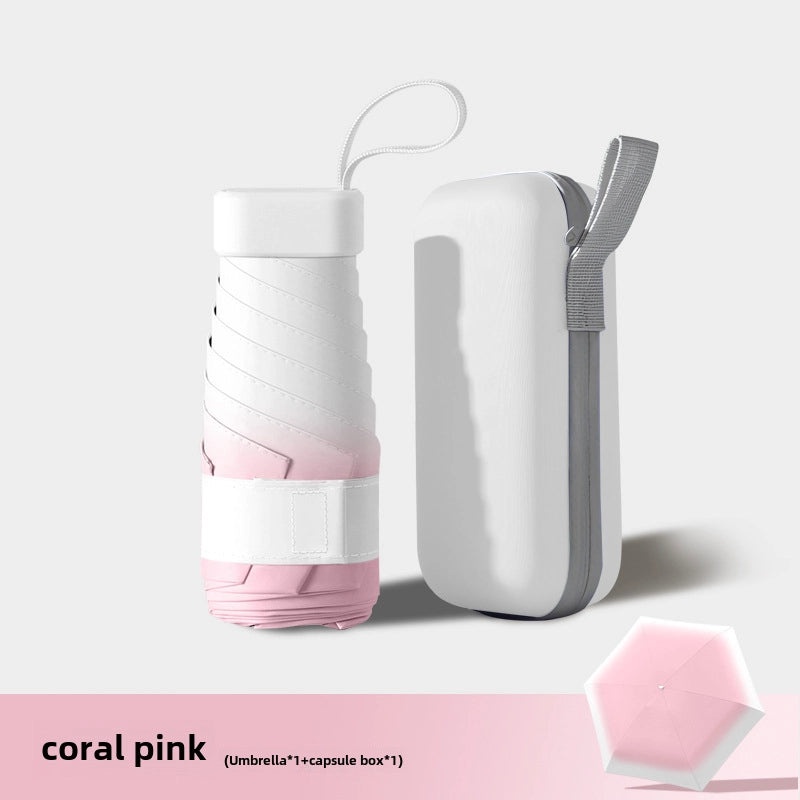 Compact Five-Fold UV Sunscreen Mini Umbrella for Women | Sun Protection & Rain Use | Portable Thickened Flat Umbrella | Women's Accessories