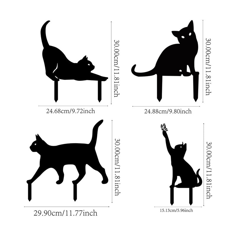 Metal Kitten Garden Stake Outdoor Yard Decoration Plug-in | Garden Ornaments