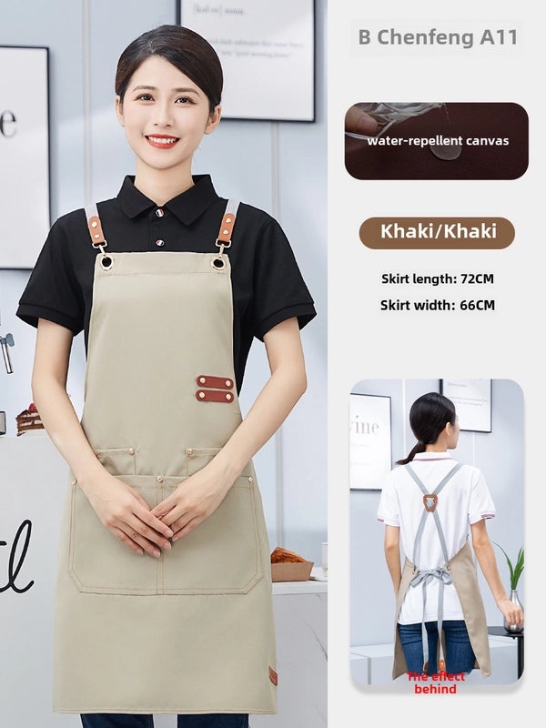 Waterproof Oil-proof Canvas Apron Stain-resistant Custom Kitchen Catering Studio Workwear|Kitchen Aprons & Protective Wear