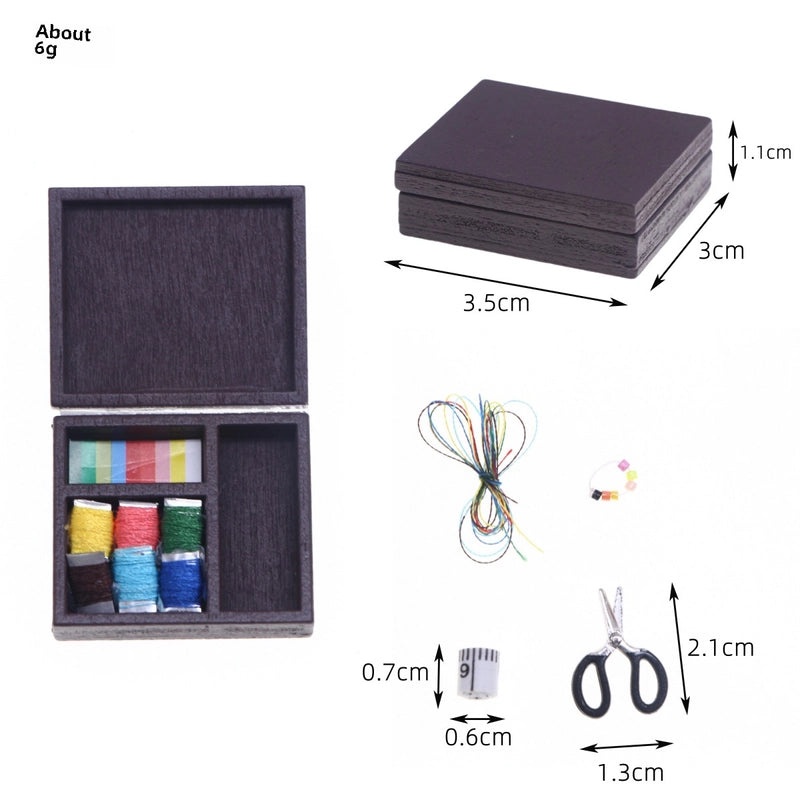 Mini Vintage Dollhouse Sewing Box BJD Cloth Miniature Home Scene Props Accessories|Miniature & Dollhouse Accessories