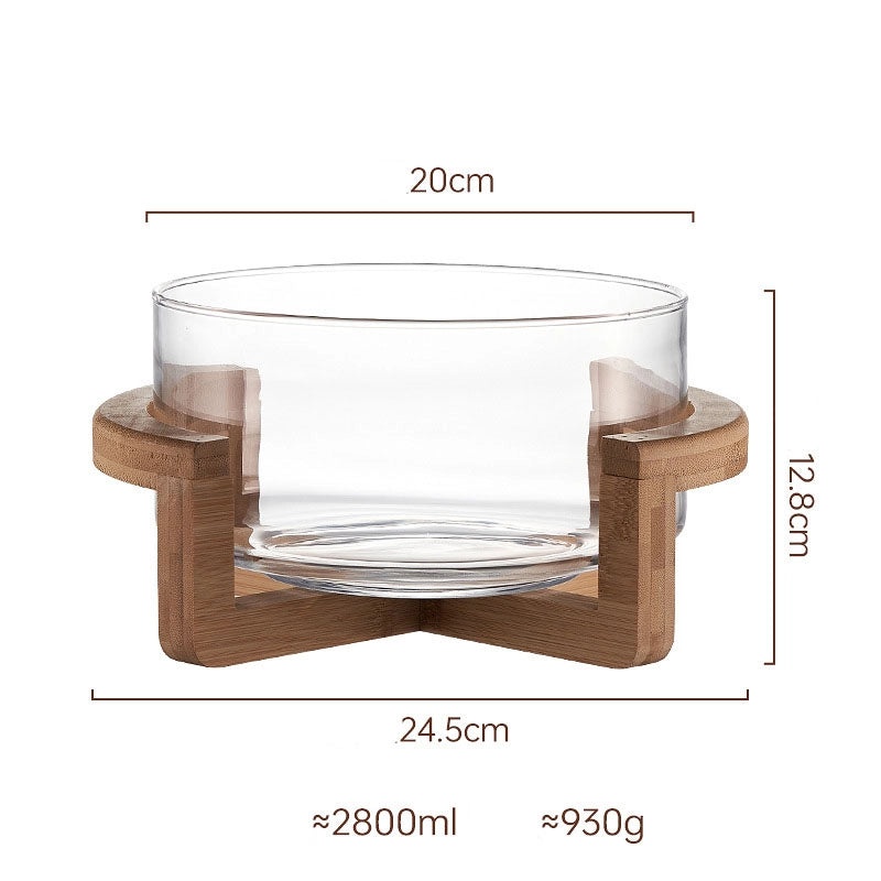 Wooden Glass Fruit Plate with Single Fruit Fork | Kitchen & Dining Accessories