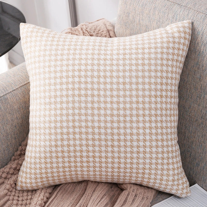Light Luxury Houndstooth Linen Pillowcase | Home Decor & Pillows