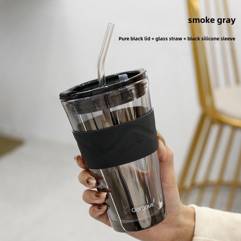 Northern Lights Glass Straw Cup Portable Household Student Drinkware Trendy Couple Small High-Value Cup|Kitchen & Dining