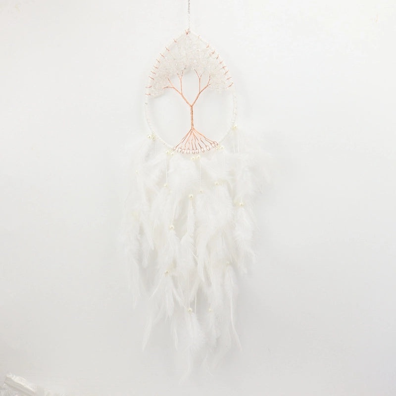 Minimalist Feather Crystal Metal Dreamcatcher Decor | Home Decor