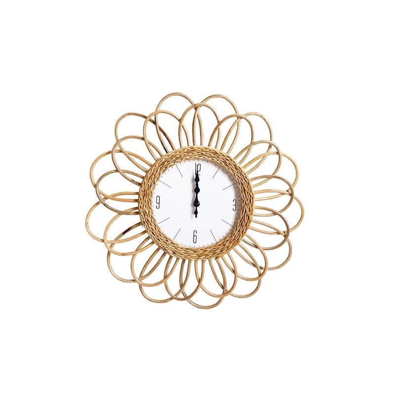 Nordic Minimalist Rattan Wall Clock | Home Decor