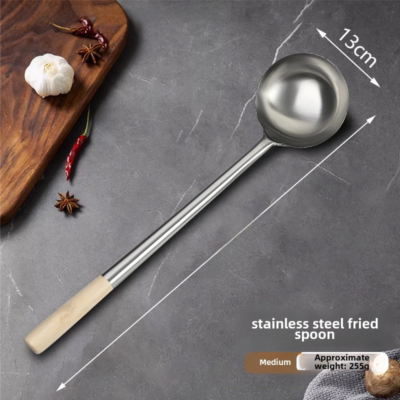 Stainless Steel Long Handle Spatula Chef Cooking Spoon Large Commercial Serving Porridge Spoon|Kitchen Utensils