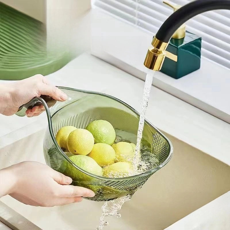 Multi-Use Thickened Acrylic Rice Washing Basket with Drainage Fruit and Vegetable Washing Basin|Kitchen Tools & Gadgets