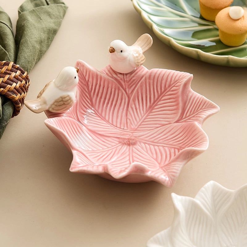 Ceramic Bird Jewelry Tray Cute Dim Sum Plate Creative Storage Rack Soap Dish Light Luxury Organizer|Jewelry Storage & Organization