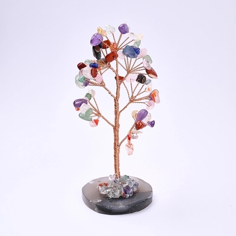 Handcrafted Minimalist Tree Pendant with Natural Gemstones and Copper Wire | Handmade Jewelry