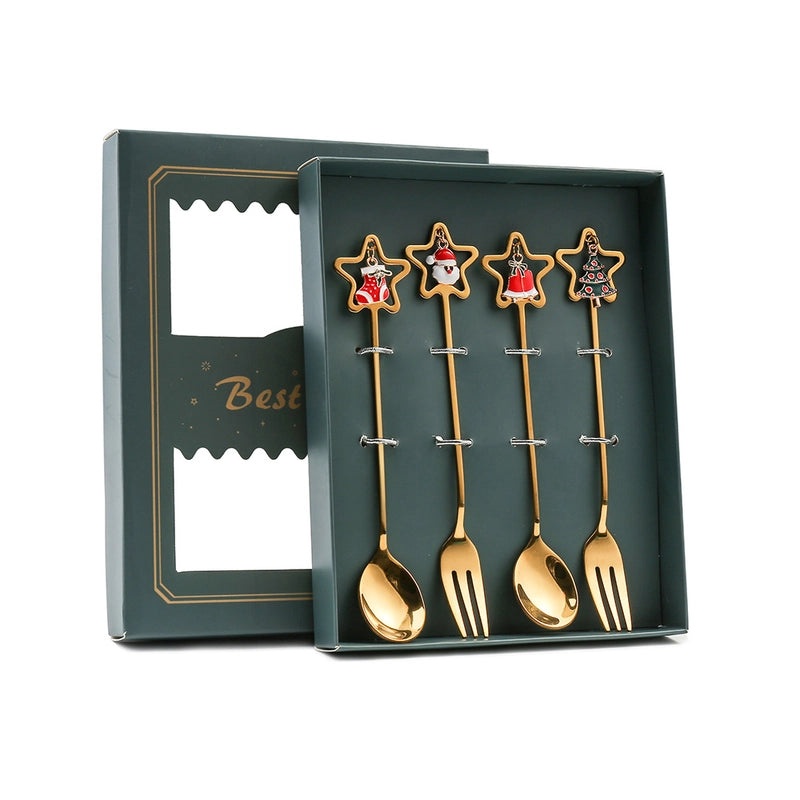 Funny Christmas Tree Dessert Spoon Creative Tableware Cartoon Spoon Suit Holiday Gift Idea|Kitchen & Dining