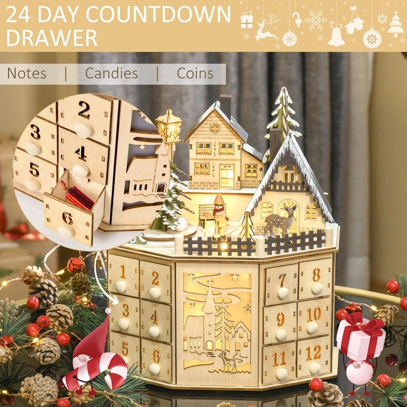 Christmas Retro Classic Wooden Christmas House & Tree Ornaments Party Festival Calendar Table Decoration|Home Decor