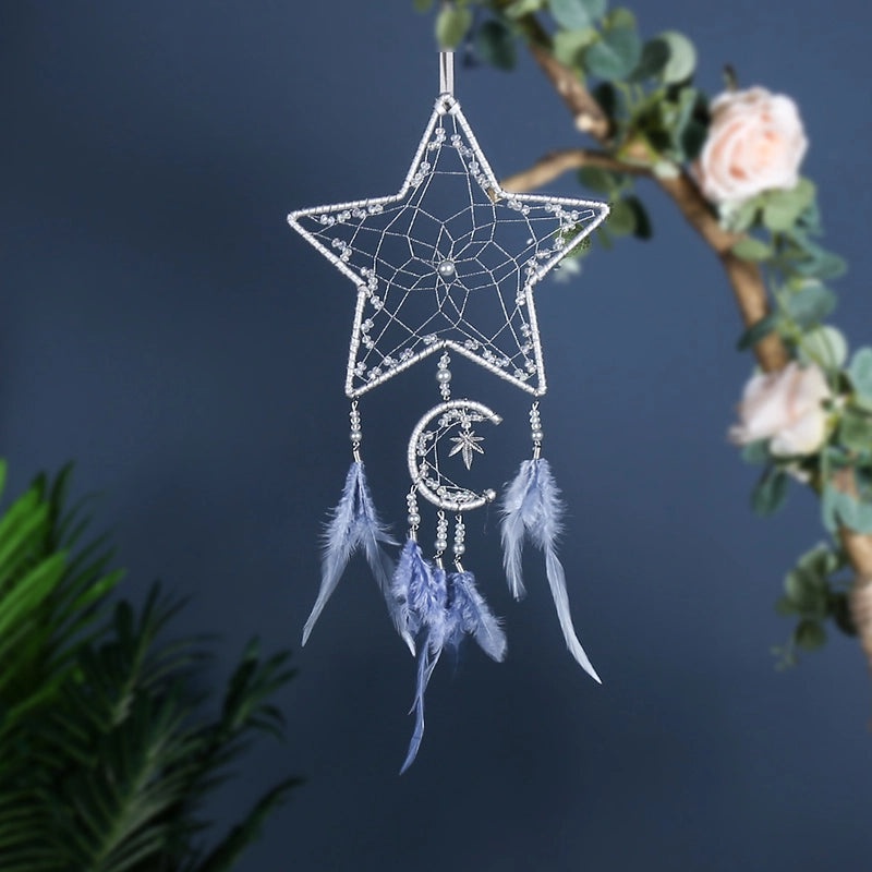 Minimalist Feather Wood Dreamcatcher Decorative Wall Hanging ABS Artificial Fluff | Home Decor