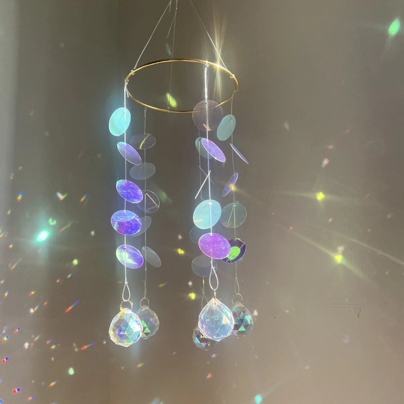Geometric Crystal Suncatcher Wind Chime Minimalist Wall Decor|Home Decor & Wall Art