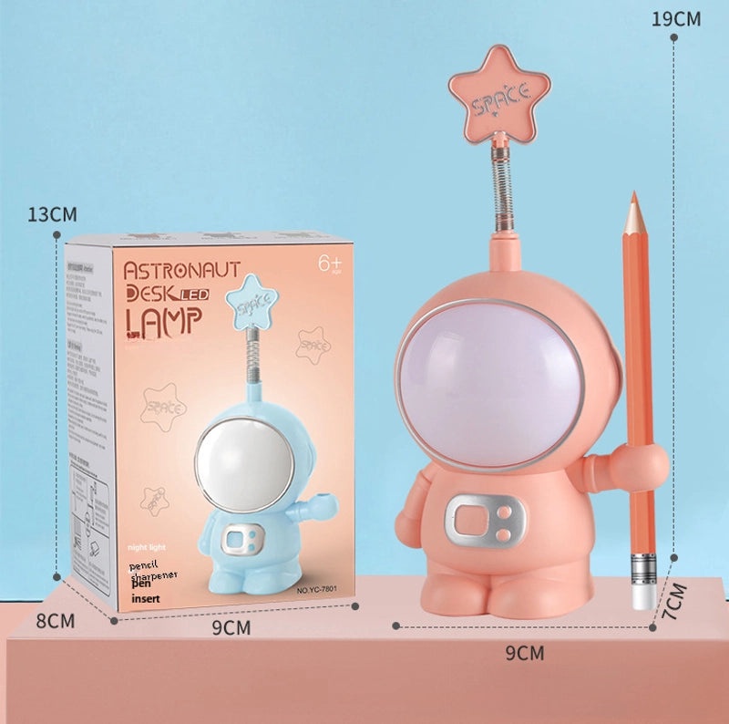 Cartoon Astronaut Table Lamp USB Rechargeable LED Night Light Eye Protection Bedside Dorm Dormitory Headlamp|Home Decor Lighting