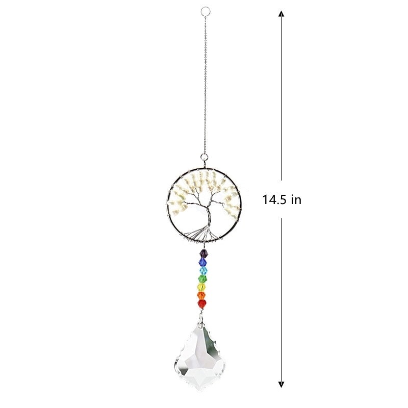 Sparkling Tree of Life Crystal Suncatcher and Wind Chime Decorative Wall Art|Home Decor and Garden Ornaments