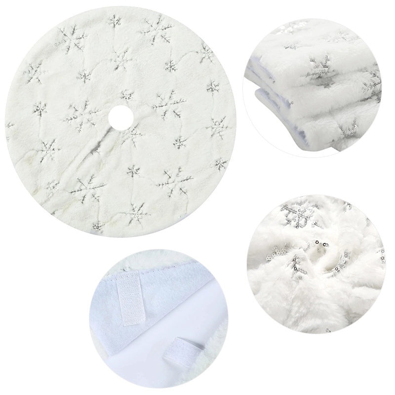 Embroidered Snowflake Christmas Tree Skirt 38cm Holiday Home Decor Warm Festive Tree Base Cover|Christmas Decorations