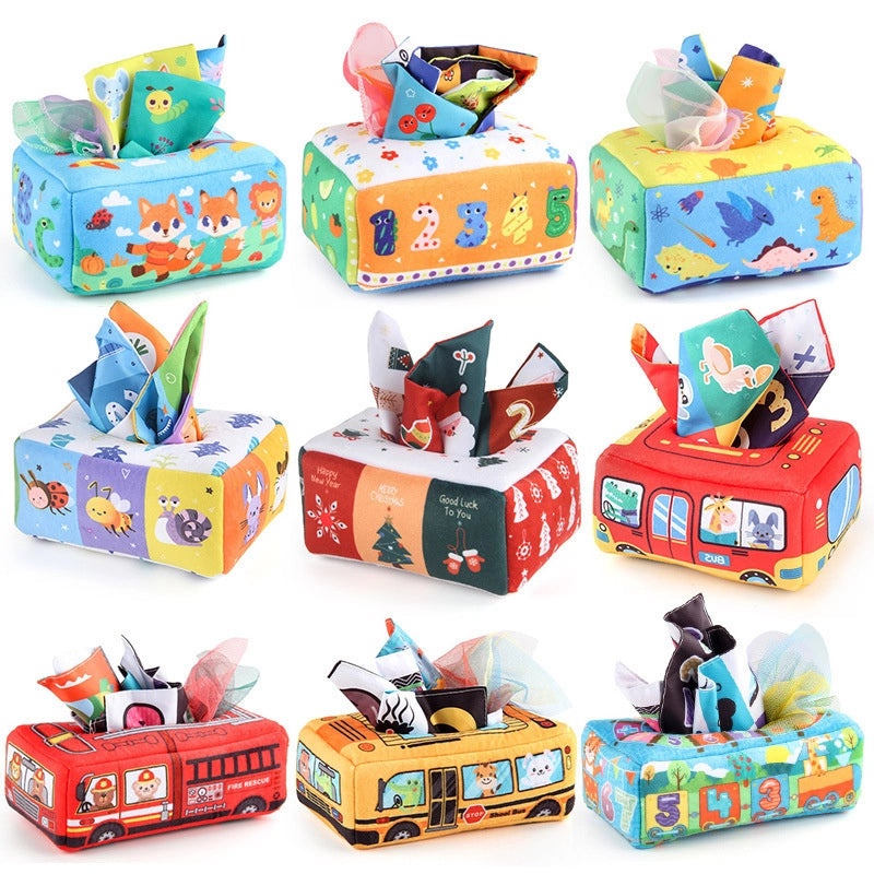 Baby Educational Simulation Cloth Book Toy with Digital Traffic Design and Ringing Tissue Box for Christmas|Baby Early Education Toys