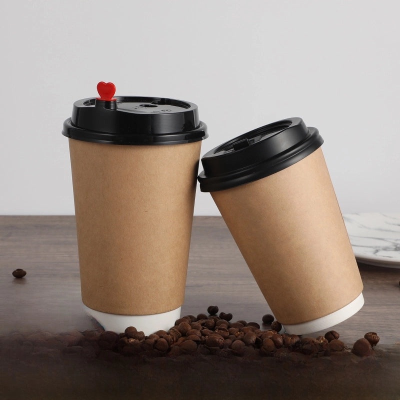 Disposable Double Thick Coffee Cup Customized Kraft Paper Hot Drink Soy Milk Hollow Cup | Coffee & Tea Cups