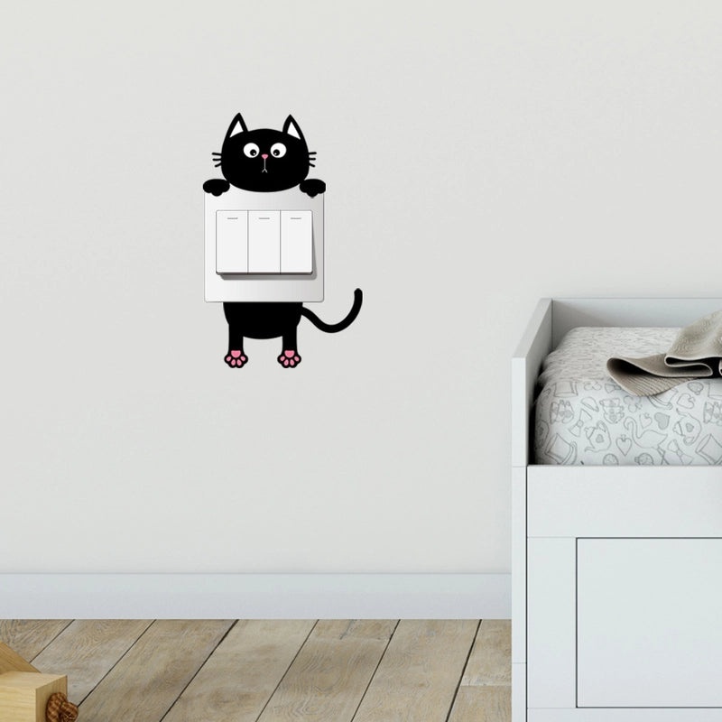 Adorable Cat PVC Wall Switch Sticker Decorative Wall Art|Home Decor Accessories