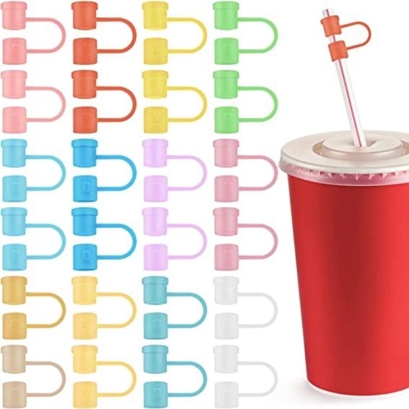 Silicone Straw Cap for Casual Use, Solid Color Decorative Cover | Drink Accessories